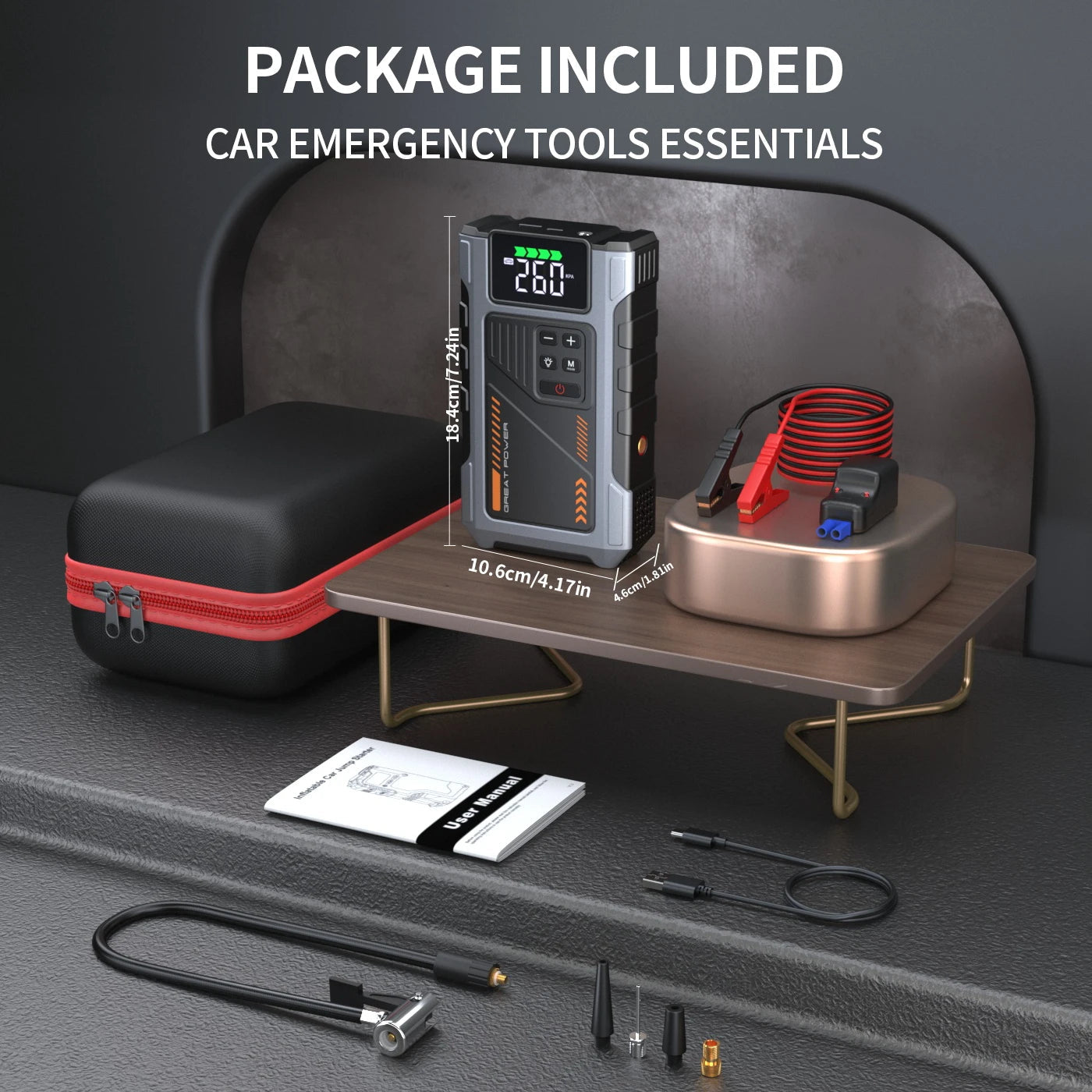 4-in-1 Portable Jump Starter - Start Dead Cars in Seconds